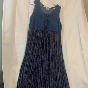VNTG Maxi Dress Cottage Core/Lagenlook/Prarie GirlWaterfall Dress,denim/cloth